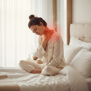 woman showing her neck hurting after sleep