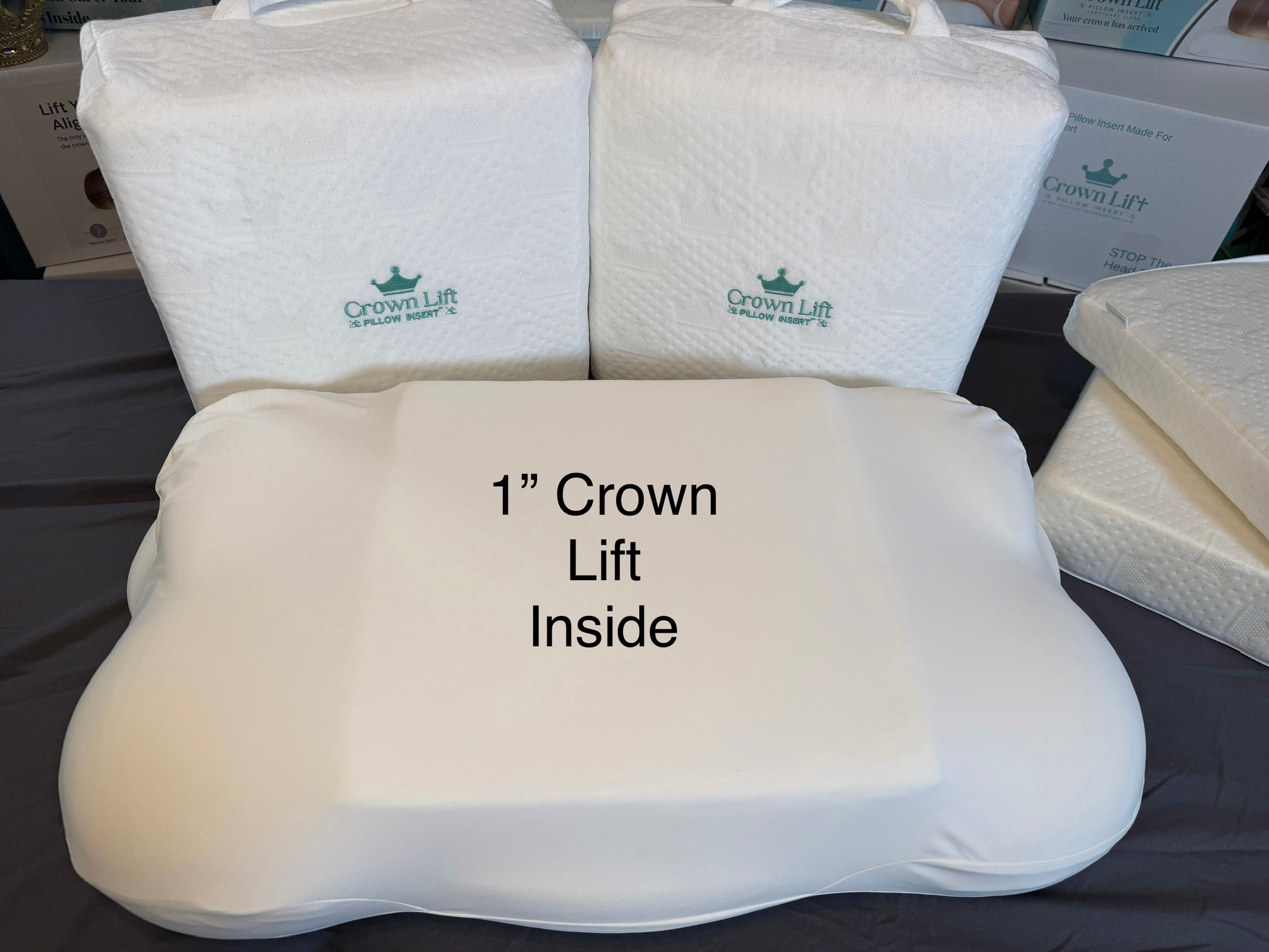 Crown Lift System inside a mellow pillow demonstrating how it works to support head and neck and improve sleep by supporting the pillow from the inside