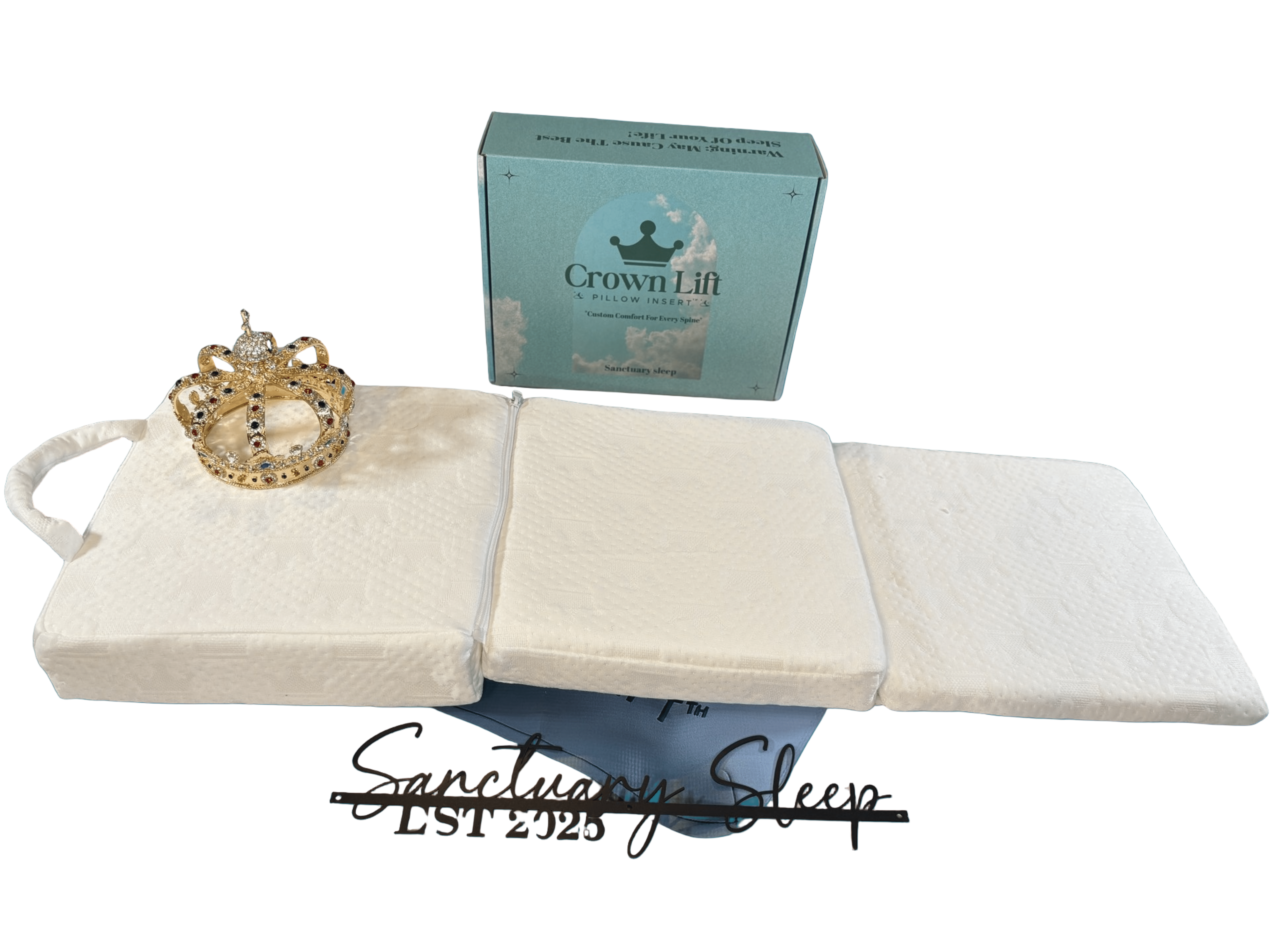 Crown Lift Insert Sleep System with Eye Mask, Gel Neck Wrap, & Travel Bag - Sanctuary Sleep Pillow