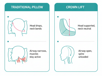 crown lift helps to encourage a more neutral airway and sleep position