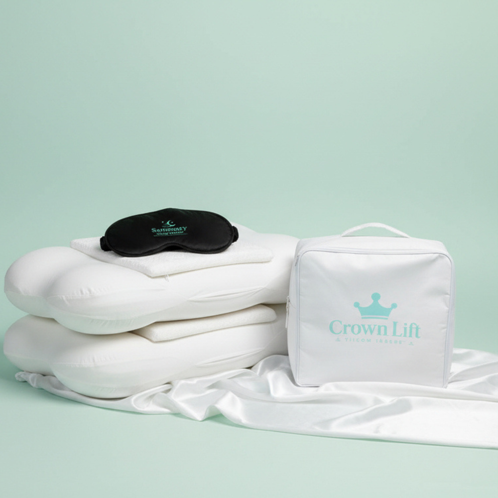 crown lift insert stacked with pilows and mask and bag