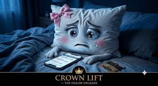 Sanctuary Sleep Co Crown Lift® Build Your Kit pillow insert with free bonus core, shown with a decorative pillow featuring crown design.