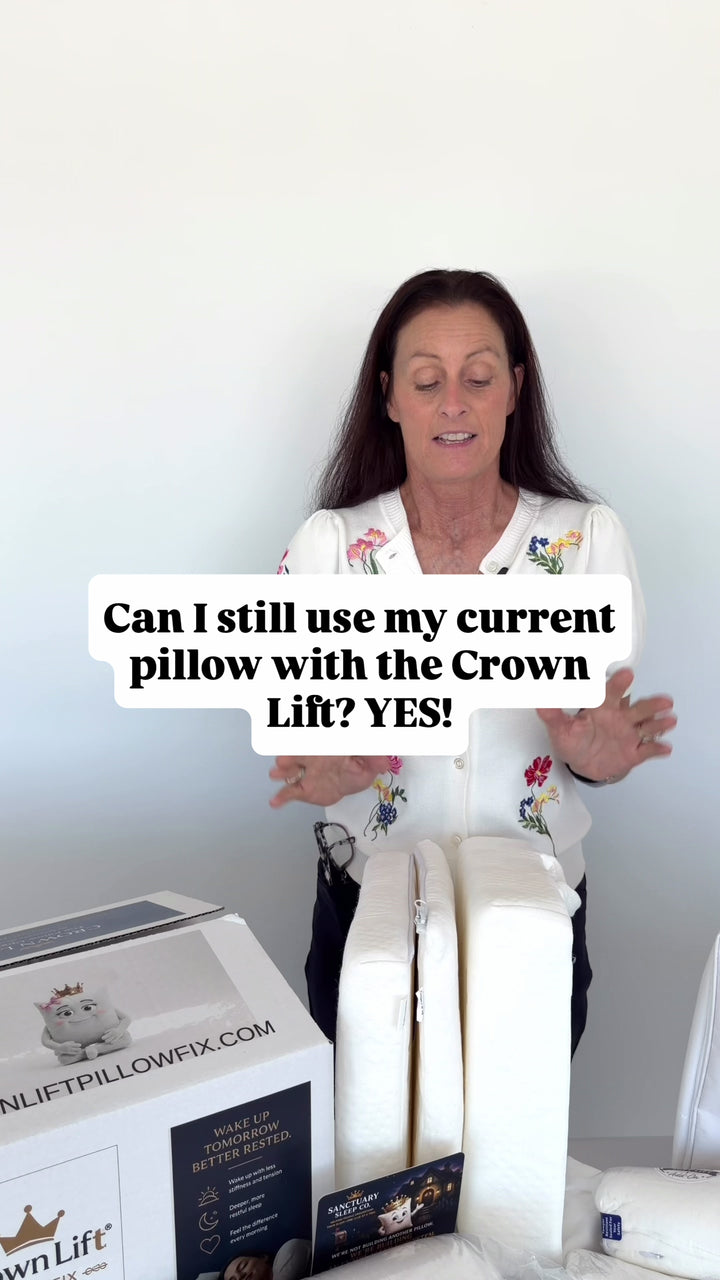 Crown Lift product demo video showing how the adjustable LiftCore support core is used with a pillow.